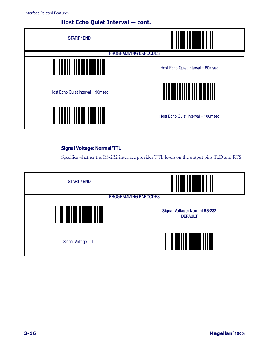 Signal voltage: normal/ttl -16 | Datalogic Scanning 1000I User Manual | Page 42 / 176