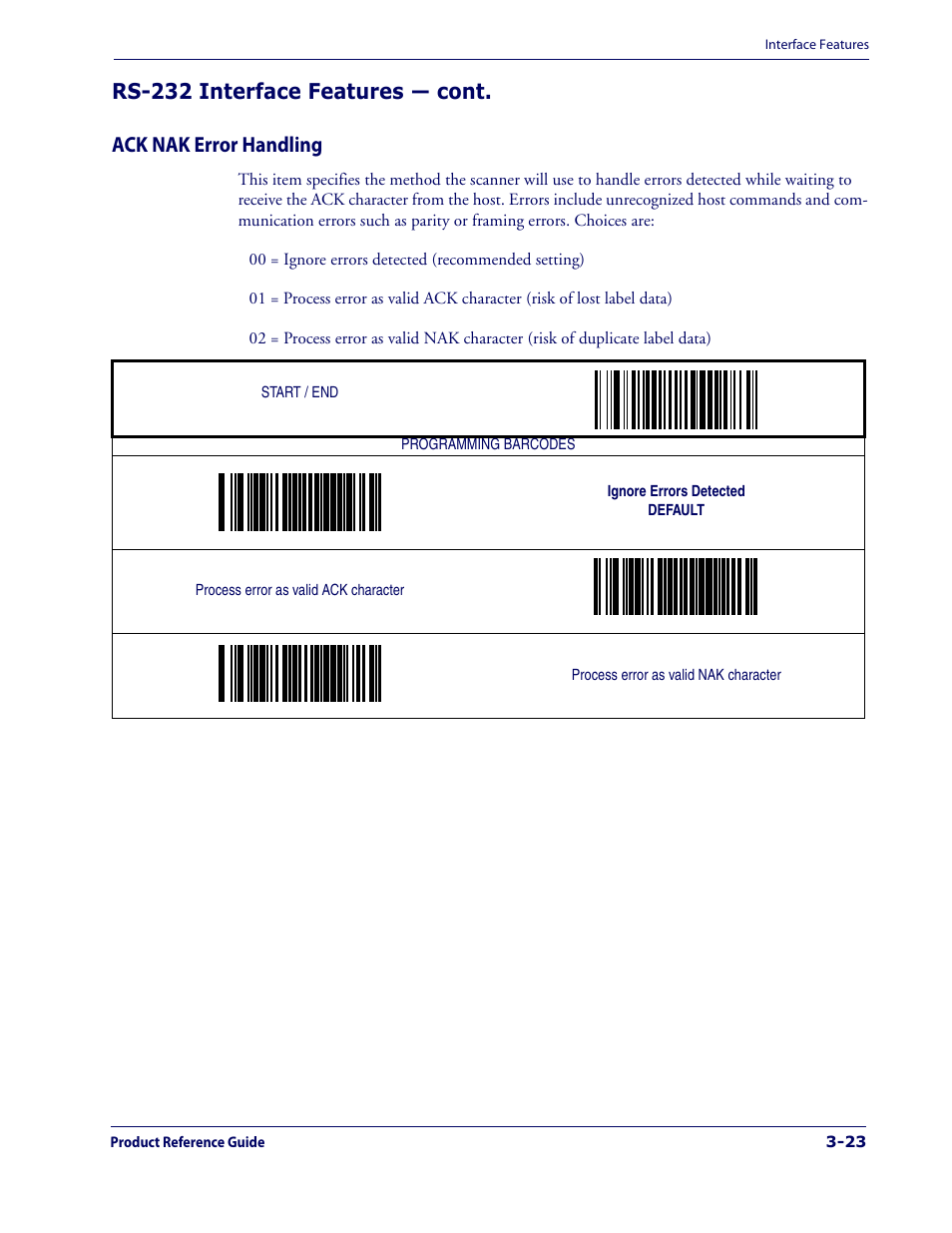 Ack nak error handling, Ack nak error handling -23 | Datalogic Scanning 1000I User Manual | Page 49 / 176