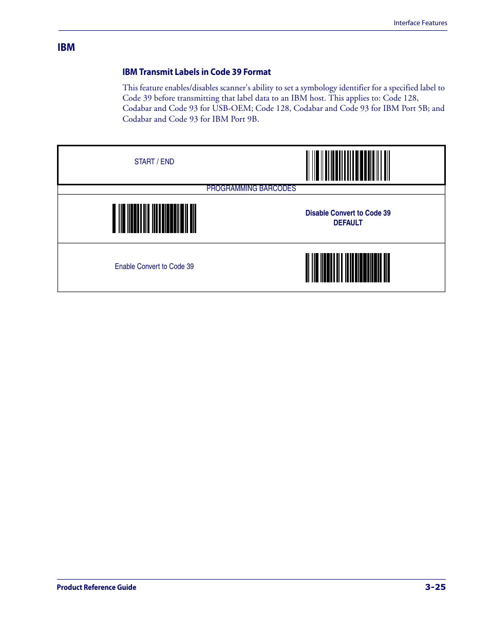 Ibm -25, Ibm transmit labels in code 39 format -25 | Datalogic Scanning 1000I User Manual | Page 51 / 176