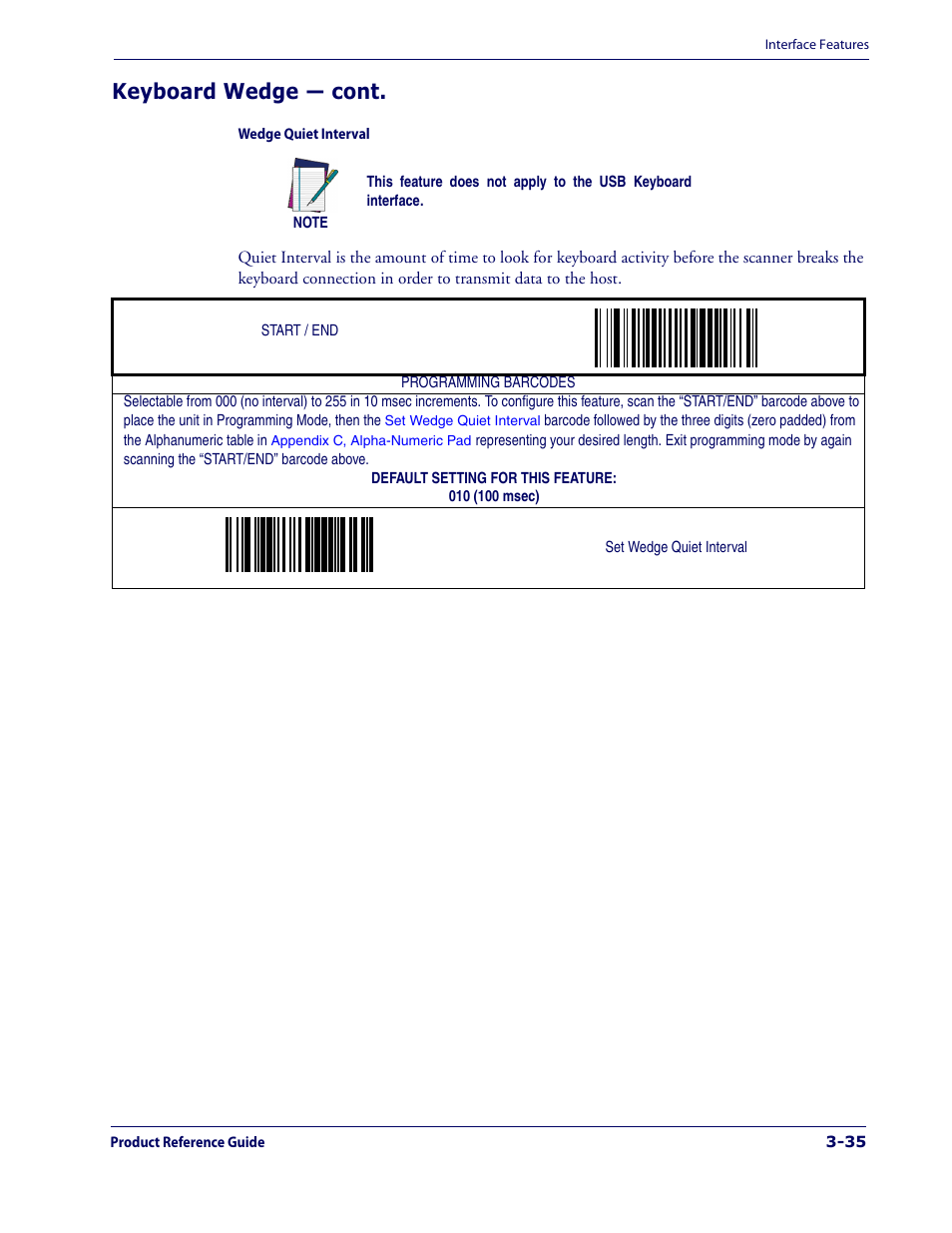 Keyboard wedge — cont | Datalogic Scanning 1000I User Manual | Page 61 / 176