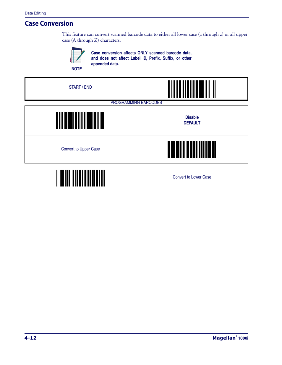 Case conversion, Case conversion -12 | Datalogic Scanning 1000I User Manual | Page 74 / 176