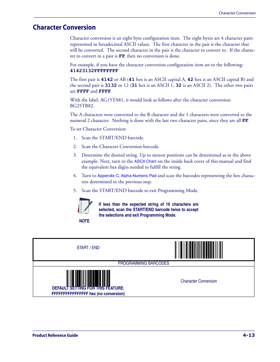 Character conversion, Character conversion -13 | Datalogic Scanning 1000I User Manual | Page 75 / 176