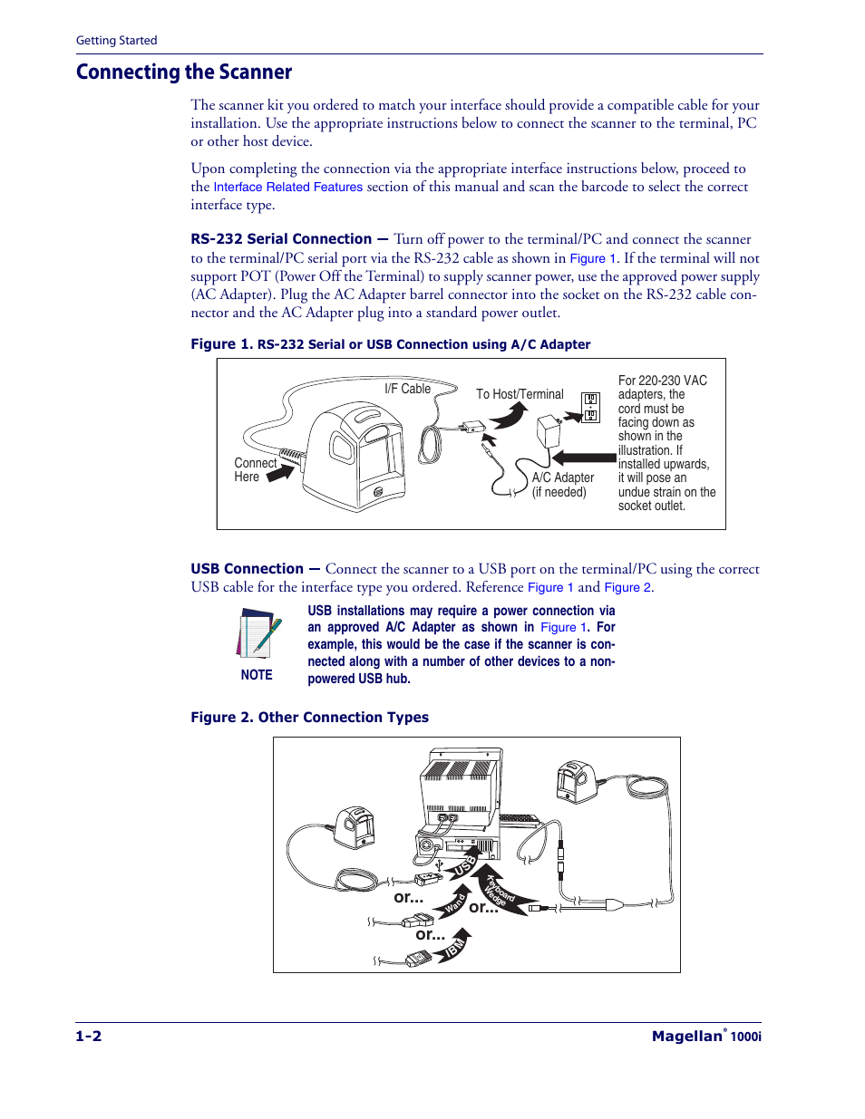 Connecting the scanner, Connecting the scanner -2 | Datalogic Scanning 1000I User Manual | Page 8 / 176