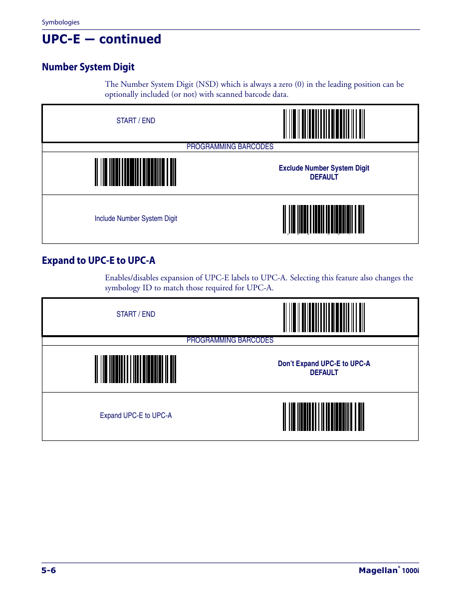 Number system digit, Expand to upc-e to upc-a, Number system digit -6 expand to upc-e to upc-a -6 | Upc-e — continued | Datalogic Scanning 1000I User Manual | Page 82 / 176