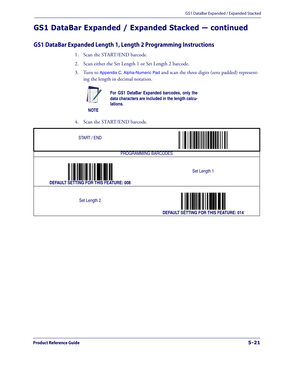 Gs1 databar expanded length 1, Length 2 programming instructions, Wing the | Ing the, Gs1 databar expanded length, 1, length 2 programming instructions | Datalogic Scanning 1000I User Manual | Page 97 / 176