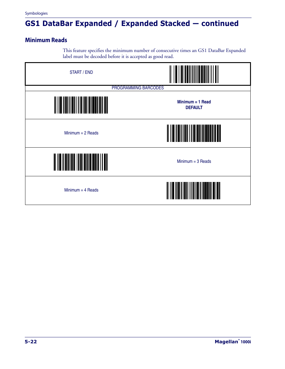 Minimum reads, Minimum reads -22 | Datalogic Scanning 1000I User Manual | Page 98 / 176