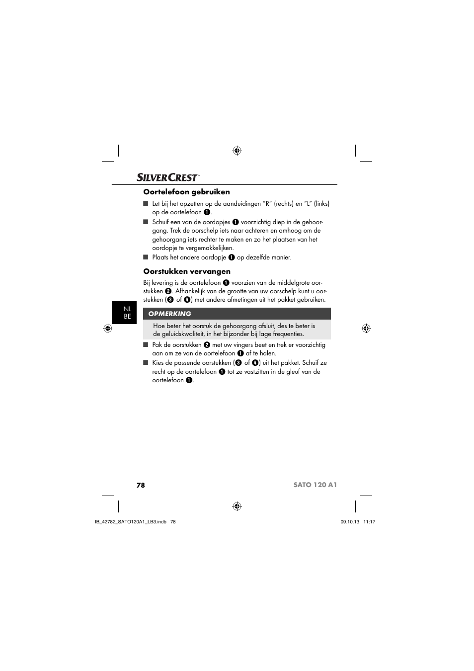 Oortelefoon gebruiken, Oorstukken vervangen | Silvercrest SATO 120 A1 User Manual | Page 81 / 101