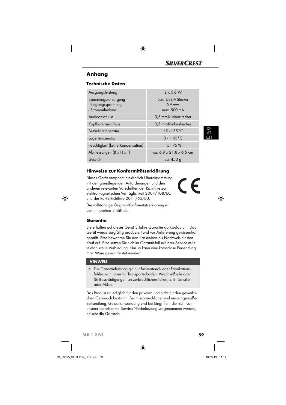 Anhang | Silvercrest SLB 1.2 B2 User Manual | Page 62 / 64