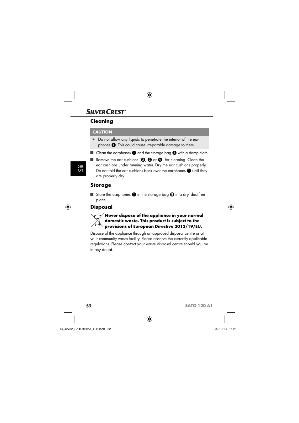 Cleaning, Storage, Disposal | Silvercrest SATO 120 A1 User Manual | Page 55 / 73