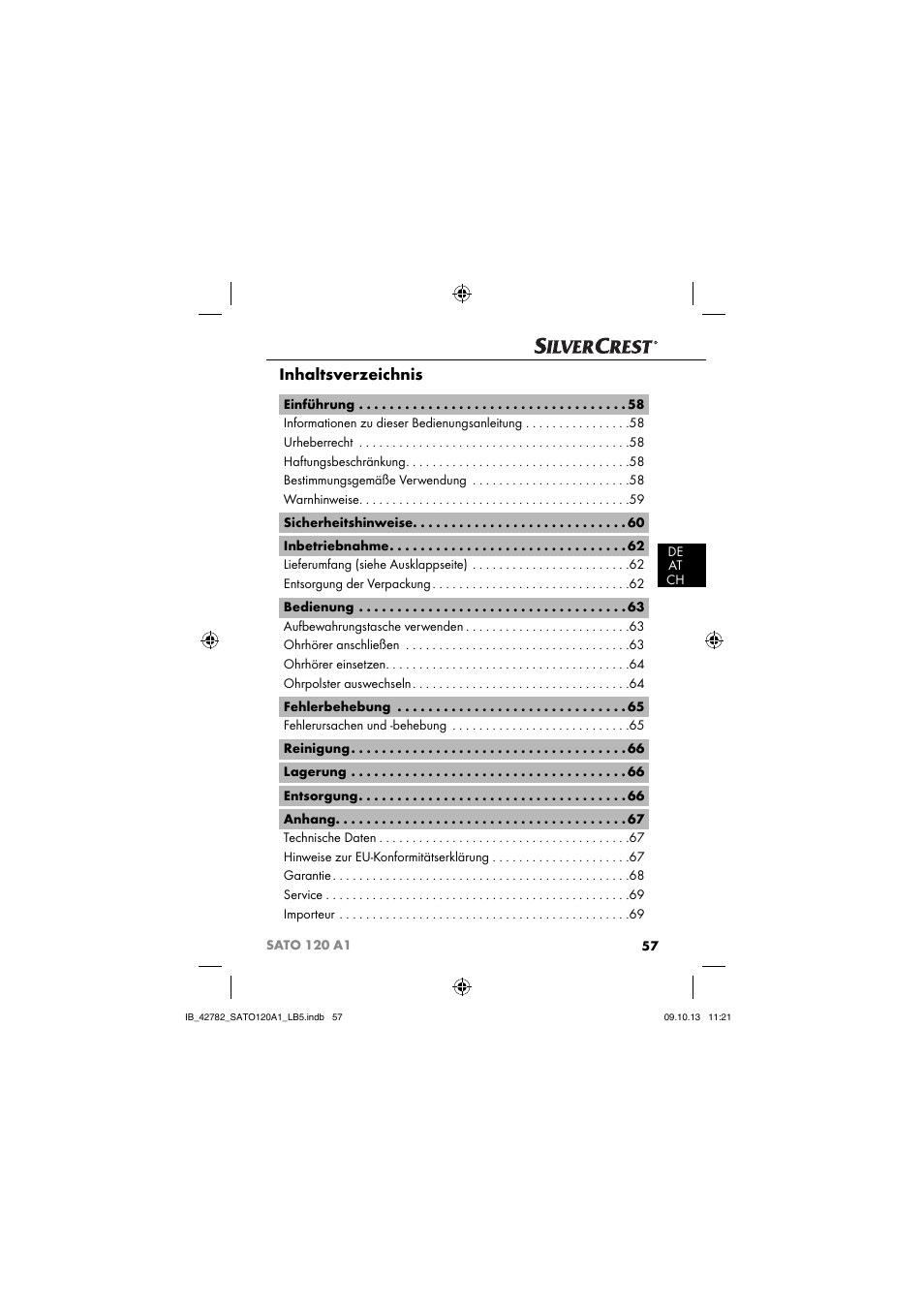 Silvercrest SATO 120 A1 User Manual | Page 60 / 73