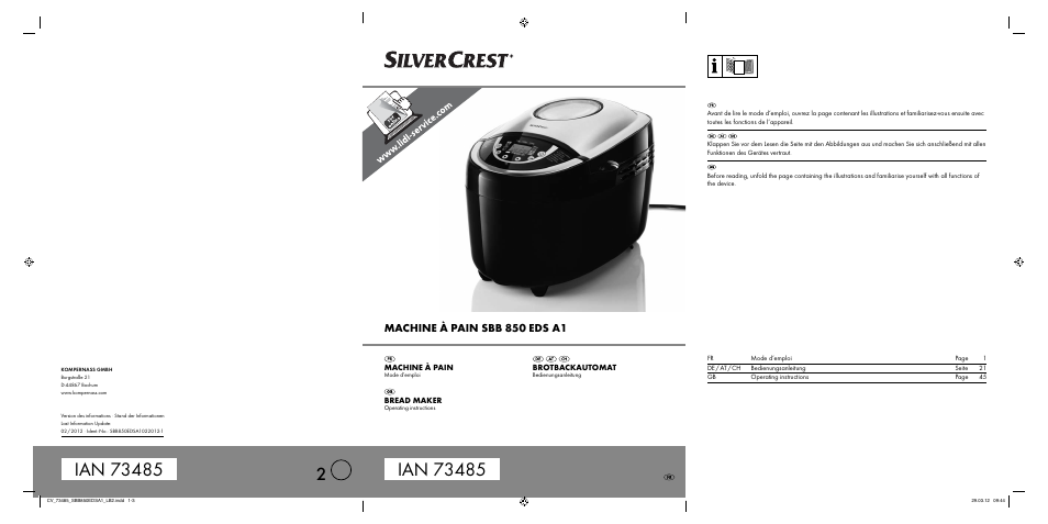 Silvercrest SBB 850 EDS A1 User Manual | 66 pages