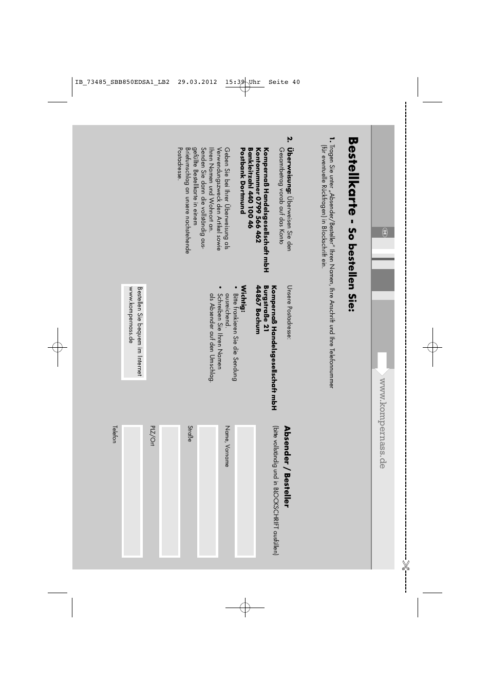 Bes tellk ar te, So bes tellen sie | Silvercrest SBB 850 EDS A1 User Manual | Page 42 / 66
