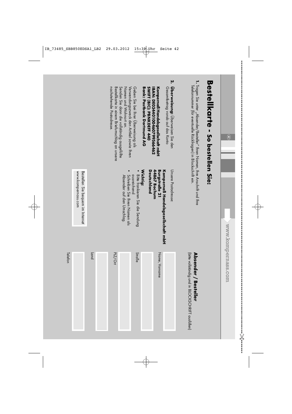 Bes tellk ar te, So bes tellen sie | Silvercrest SBB 850 EDS A1 User Manual | Page 44 / 66