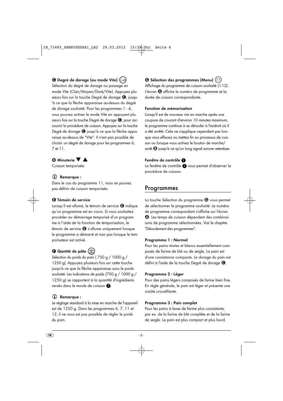 Programmes | Silvercrest SBB 850 EDS A1 User Manual | Page 8 / 66