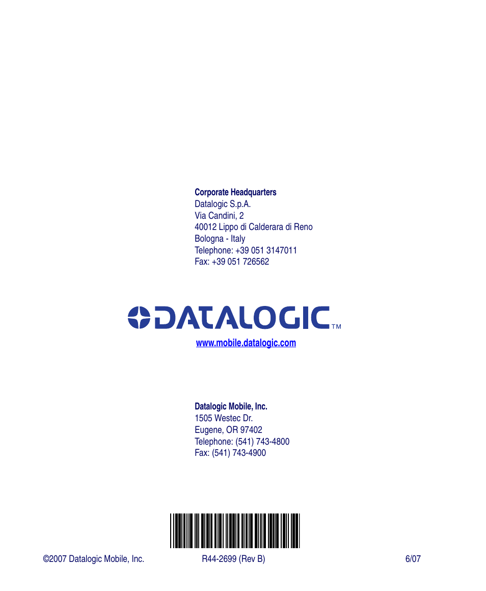 Datalogic Scanning PDA User Manual | Page 100 / 100