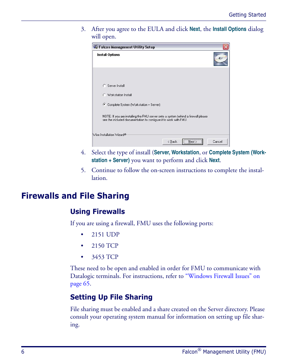 Firewalls and file sharing, Using firewalls, Setting up file sharing | Using firewalls setting up file sharing | Datalogic Scanning PDA User Manual | Page 18 / 100