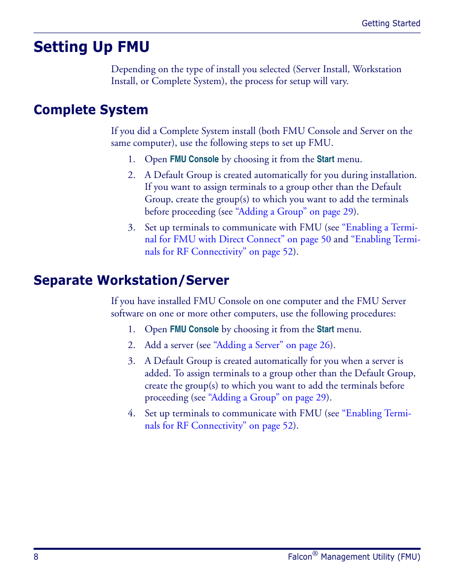 Setting up fmu, Complete system, Separate workstation/server | Complete system separate workstation/server, Setting up fmu” on | Datalogic Scanning PDA User Manual | Page 20 / 100