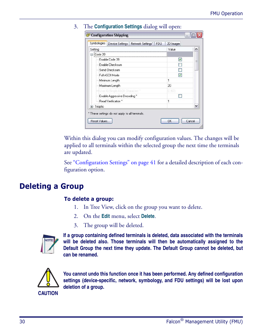 Deleting a group | Datalogic Scanning PDA User Manual | Page 42 / 100