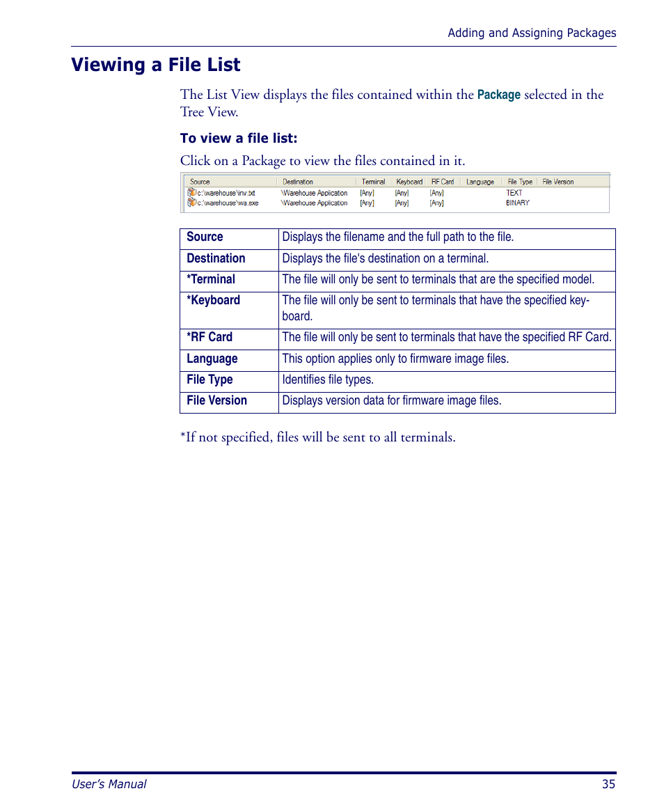 Viewing a file list | Datalogic Scanning PDA User Manual | Page 47 / 100