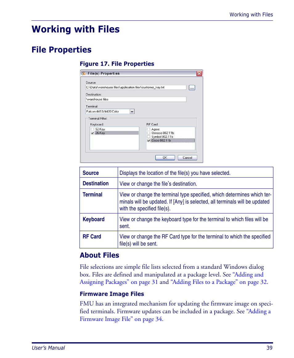 Working with files, File properties, About files | Datalogic Scanning PDA User Manual | Page 51 / 100