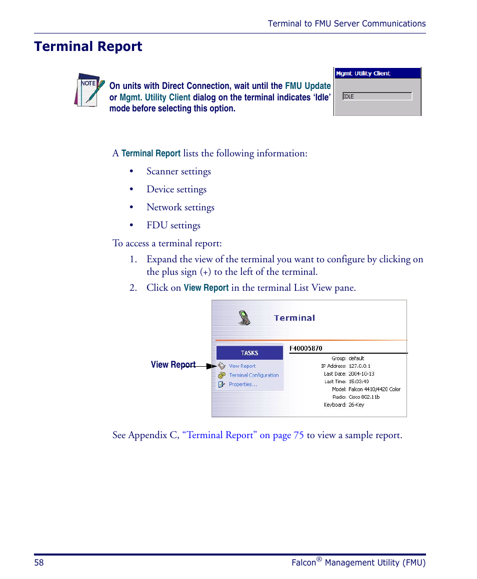 Terminal report, Inal. see | Datalogic Scanning PDA User Manual | Page 70 / 100