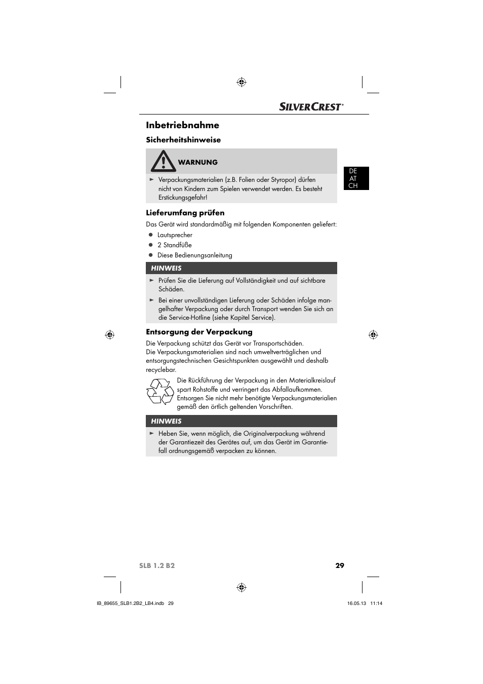 Inbetriebnahme | Silvercrest SLB 1.2 B2 User Manual | Page 32 / 40