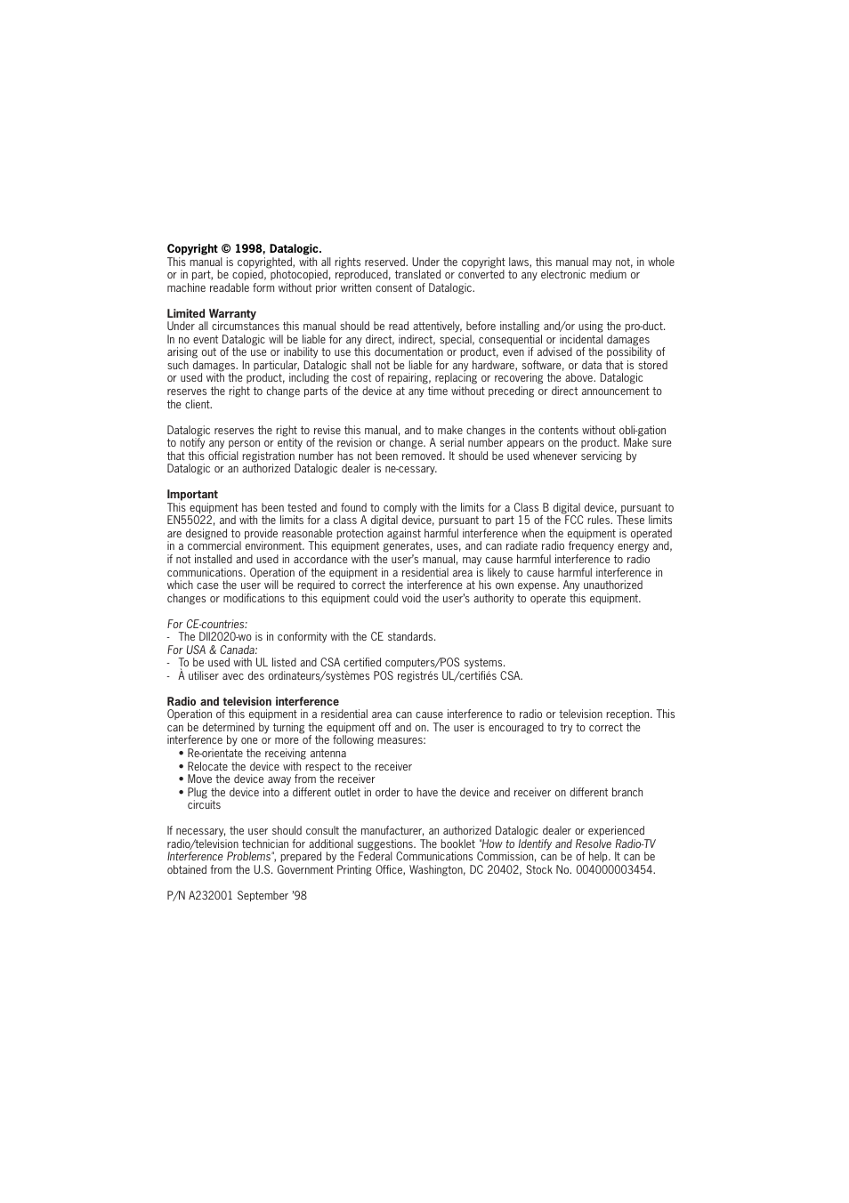 Datalogic Scanning DLL2020-WO User Manual | Page 2 / 30