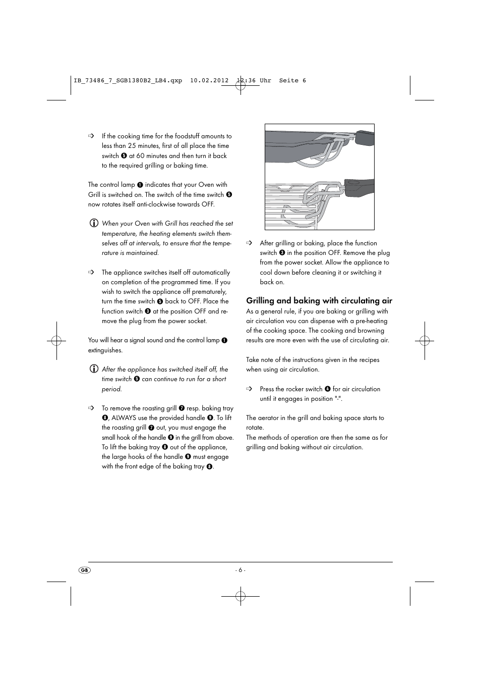 Grilling and baking with circulating air | Silvercrest SGB 1380 B2 User Manual | Page 8 / 63