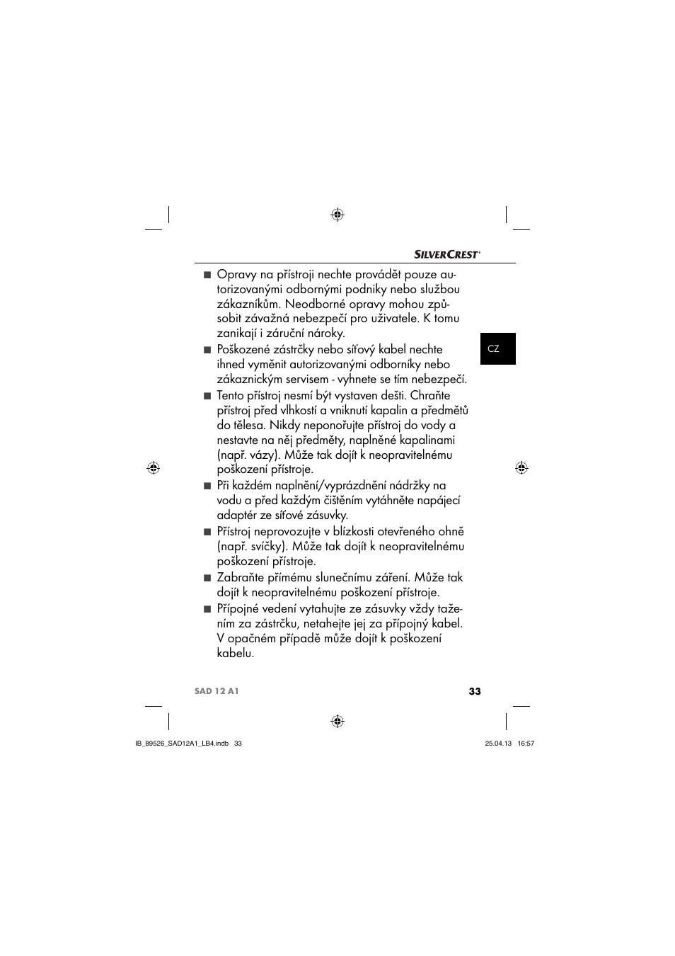 Silvercrest SAD 12 A1 User Manual | Page 36 / 74