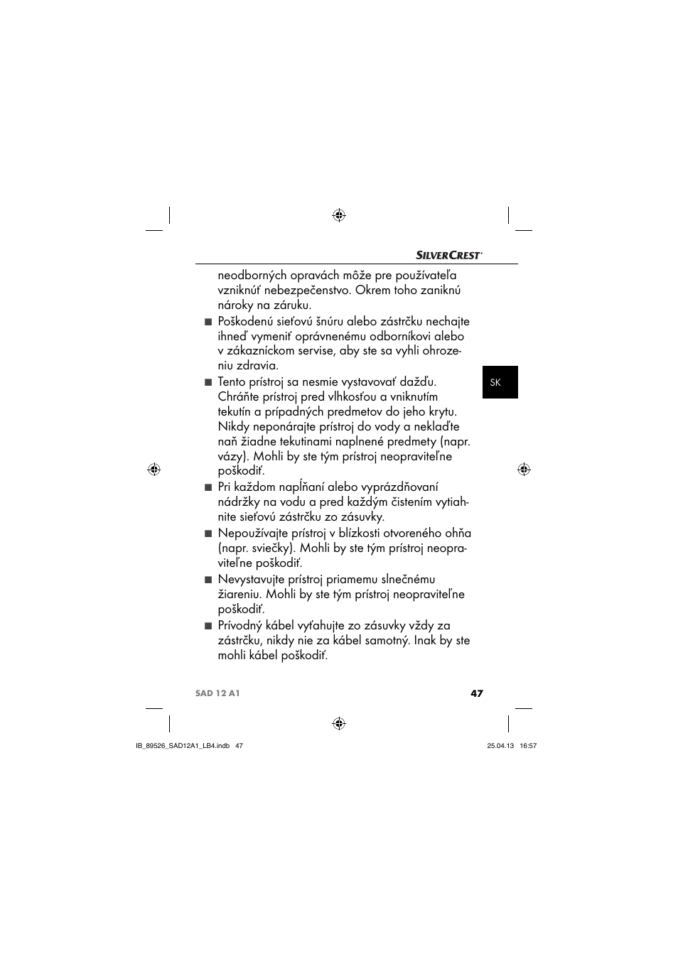 Silvercrest SAD 12 A1 User Manual | Page 50 / 74