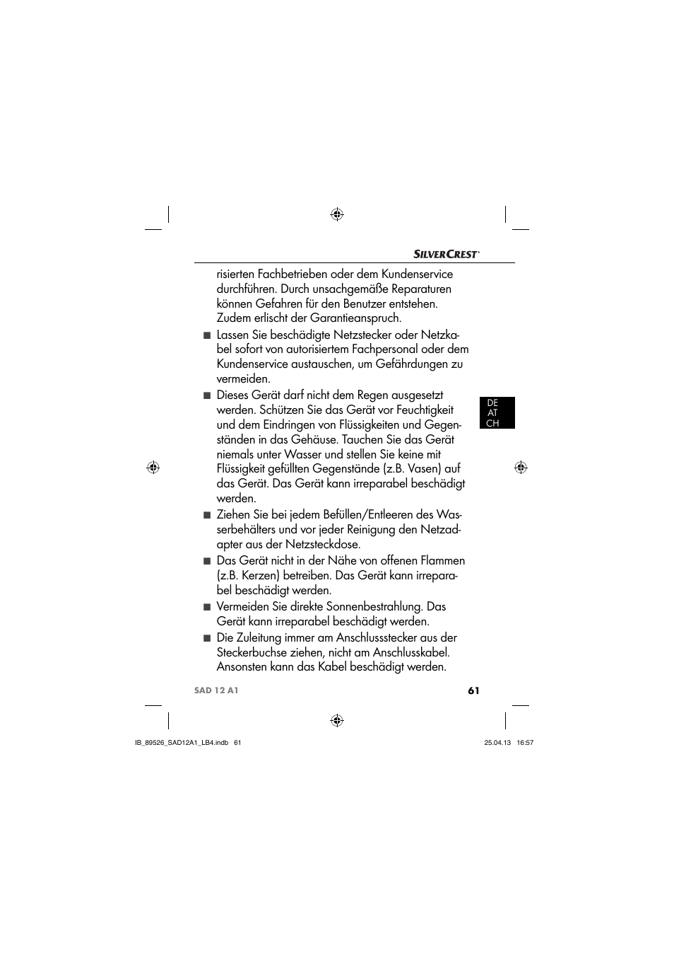 Silvercrest SAD 12 A1 User Manual | Page 64 / 74