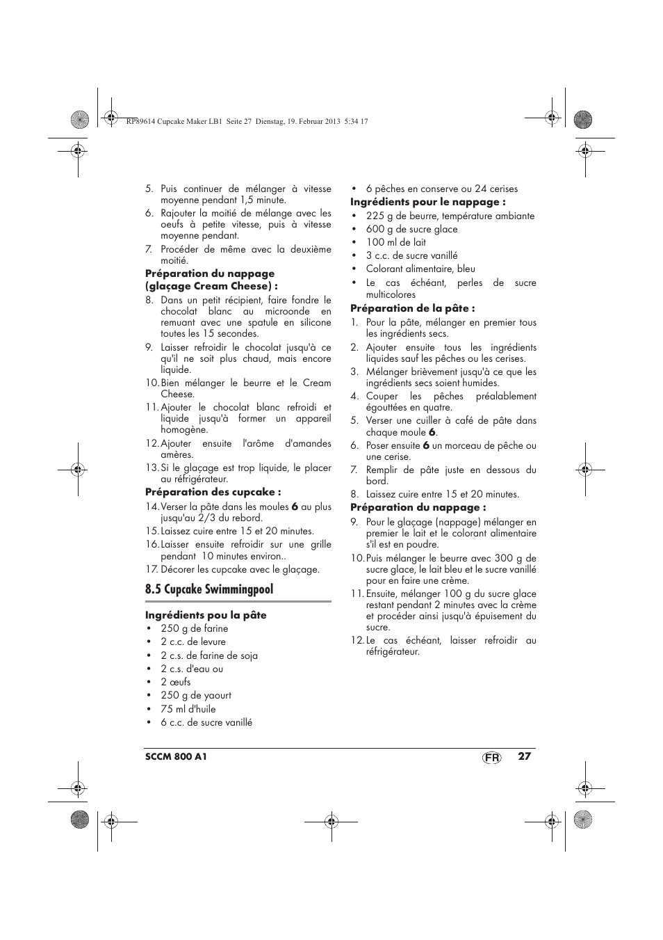 5 cupcake swimmingpool | Silvercrest SCCM 800 A1 User Manual | Page 29 / 78