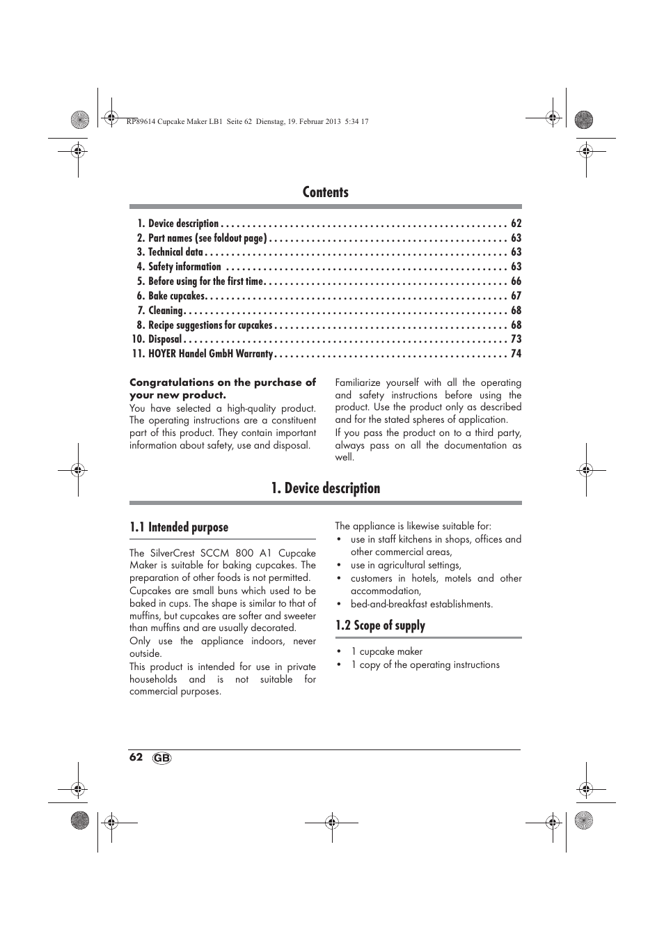 Silvercrest SCCM 800 A1 User Manual | Page 64 / 78