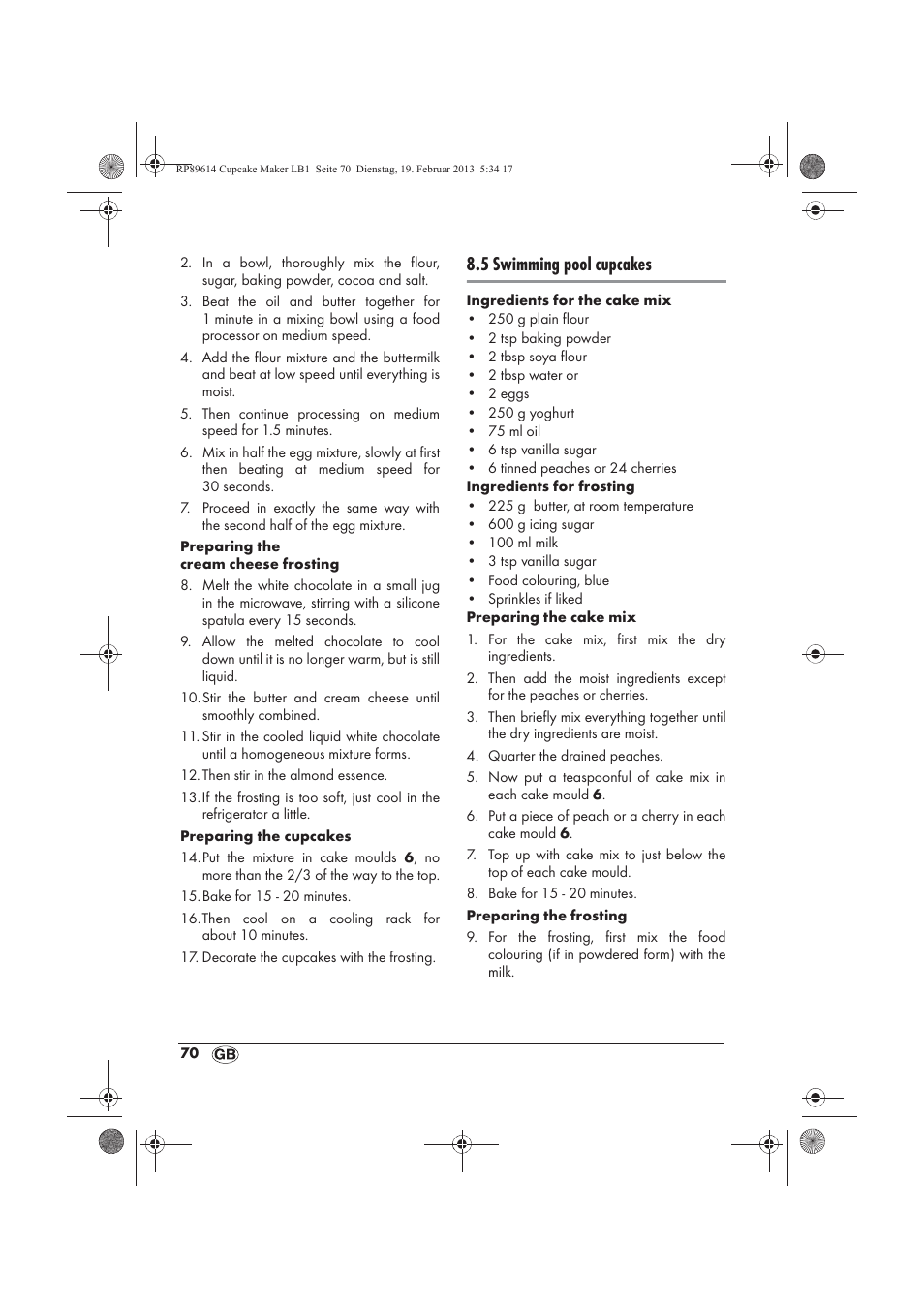 5 swimming pool cupcakes | Silvercrest SCCM 800 A1 User Manual | Page 72 / 78