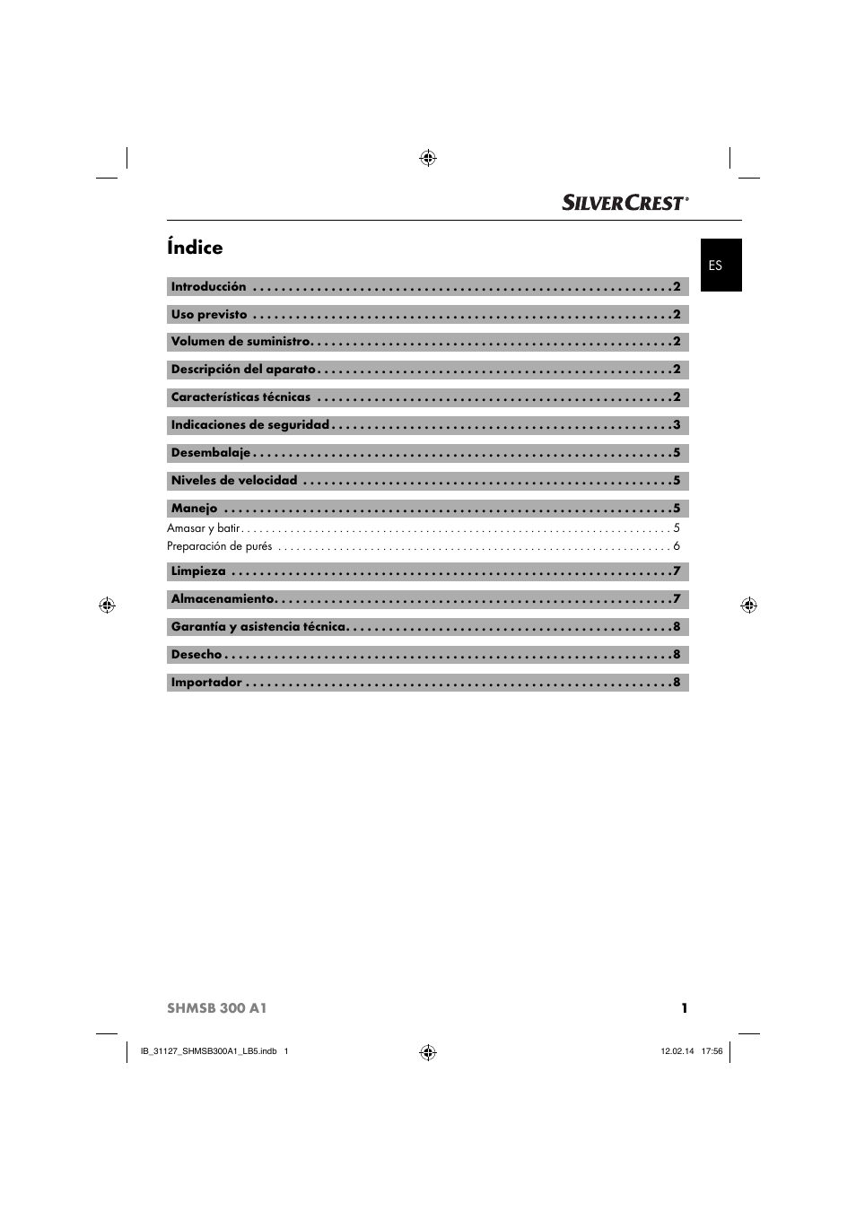 Índice | Silvercrest SHMSB 300 A1 User Manual | Page 4 / 44