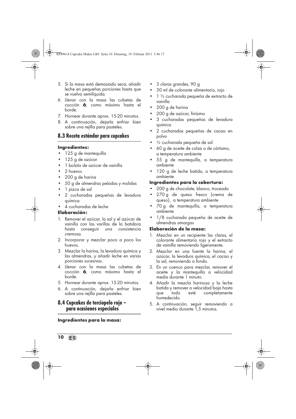 3 receta estándar para cupcakes | Silvercrest SCCM 800 A1 User Manual | Page 12 / 78