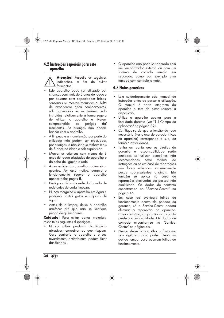 2 instruções especiais para este aparelho, 3 notas genéricas | Silvercrest SCCM 800 A1 User Manual | Page 36 / 78