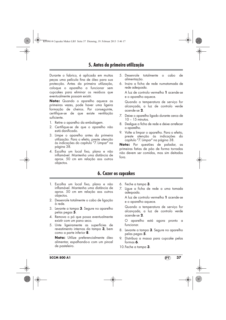 Antes da primeira utilização, Cozer os cupcakes | Silvercrest SCCM 800 A1 User Manual | Page 39 / 78