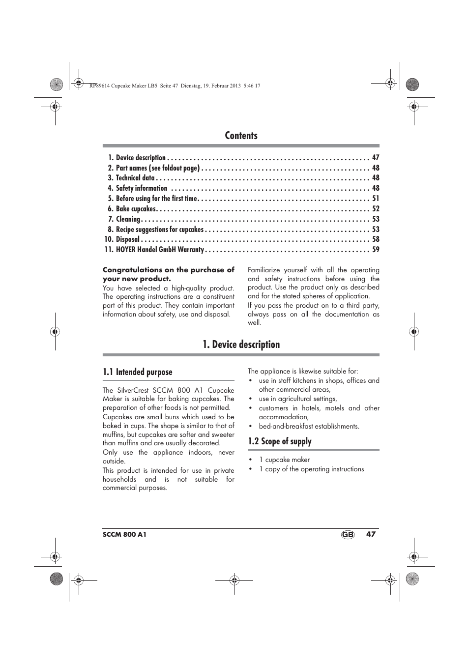 Silvercrest SCCM 800 A1 User Manual | Page 49 / 78