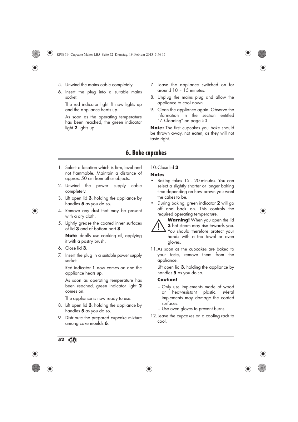 Bake cupcakes | Silvercrest SCCM 800 A1 User Manual | Page 54 / 78