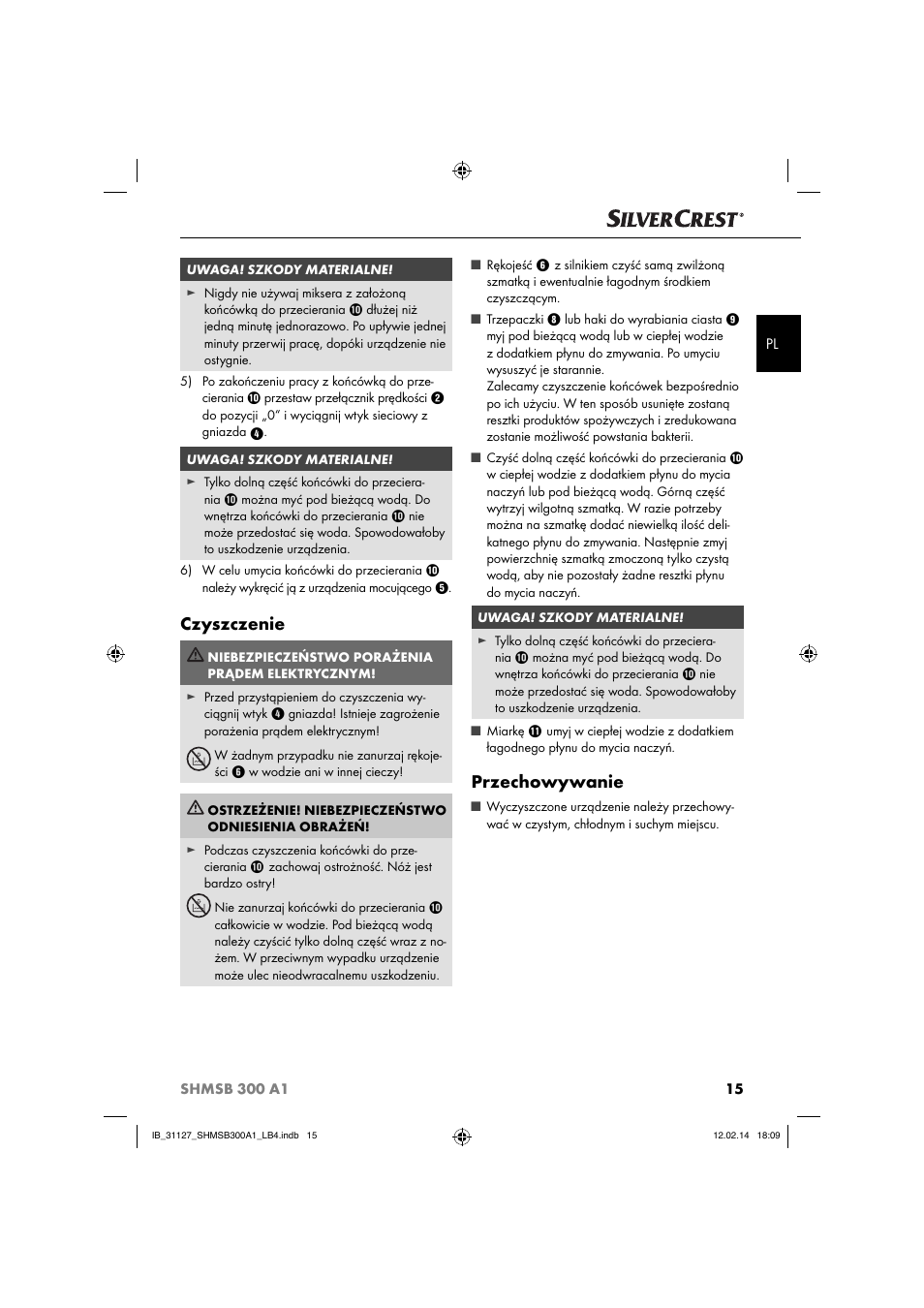 Czyszczenie, Przechowywanie | Silvercrest SHMSB 300 A1 User Manual | Page 18 / 60