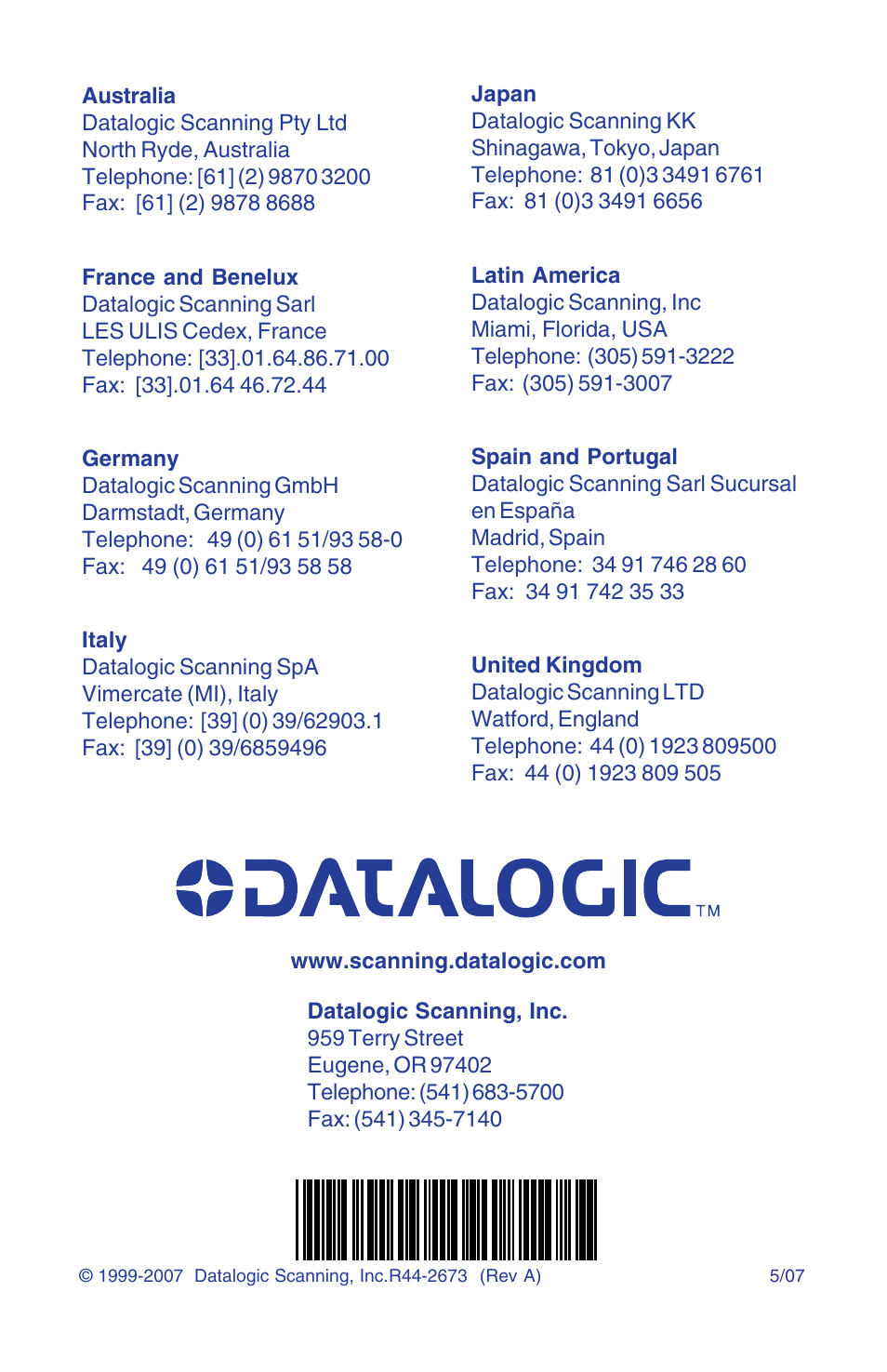 Datalogic Scanning 6000 User Manual | Page 104 / 104