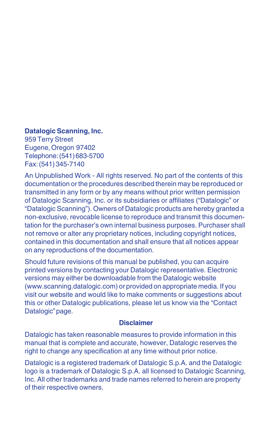 Datalogic Scanning 6000 User Manual | Page 2 / 104