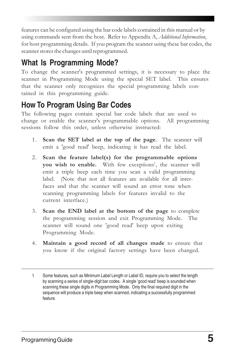 If you make a mistake, Return to factory settings, What is programming mode | How to program using bar codes | Datalogic Scanning 6000 User Manual | Page 9 / 104