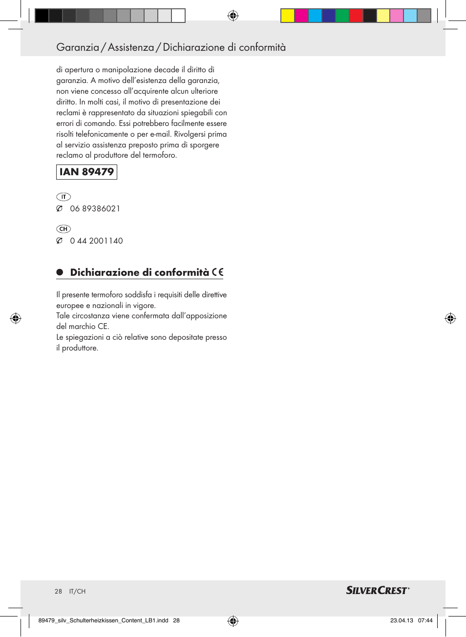 Dichiarazione di conformità | Silvercrest SSHK 100 B2 User Manual | Page 28 / 45