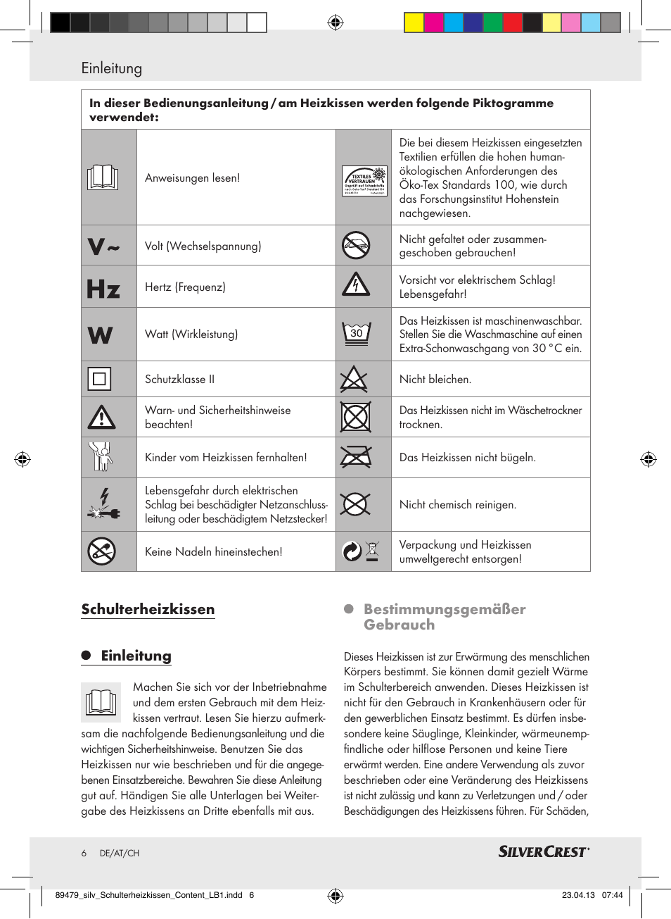 Einleitung, Schulterheizkissen einleitung, Bestimmungsgemäßer gebrauch | Silvercrest SSHK 100 B2 User Manual | Page 6 / 45