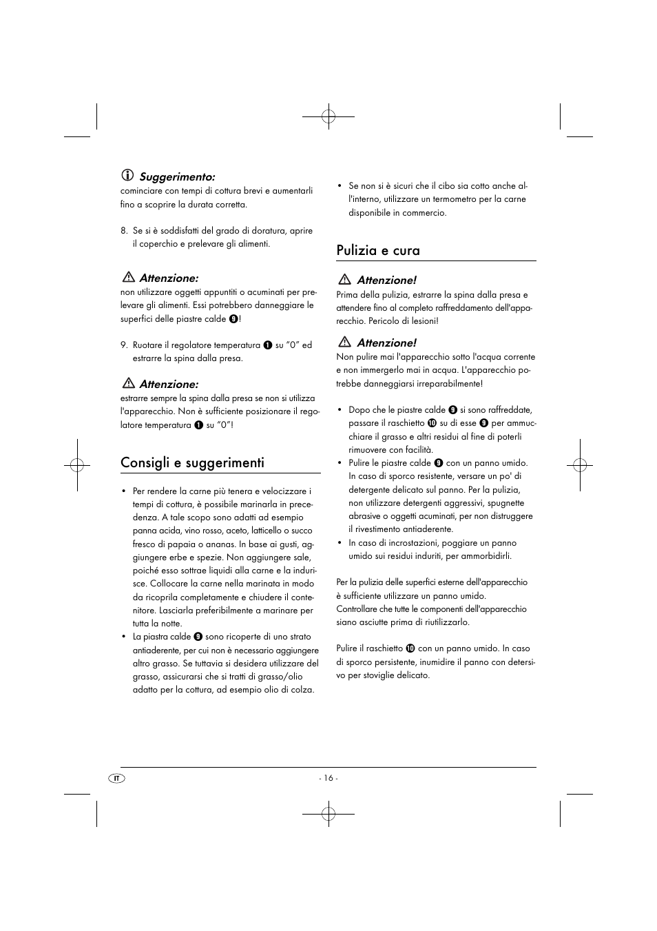 Consigli e suggerimenti, Pulizia e cura, Suggerimento | Attenzione | Silvercrest SPM 2000 A2 User Manual | Page 19 / 51