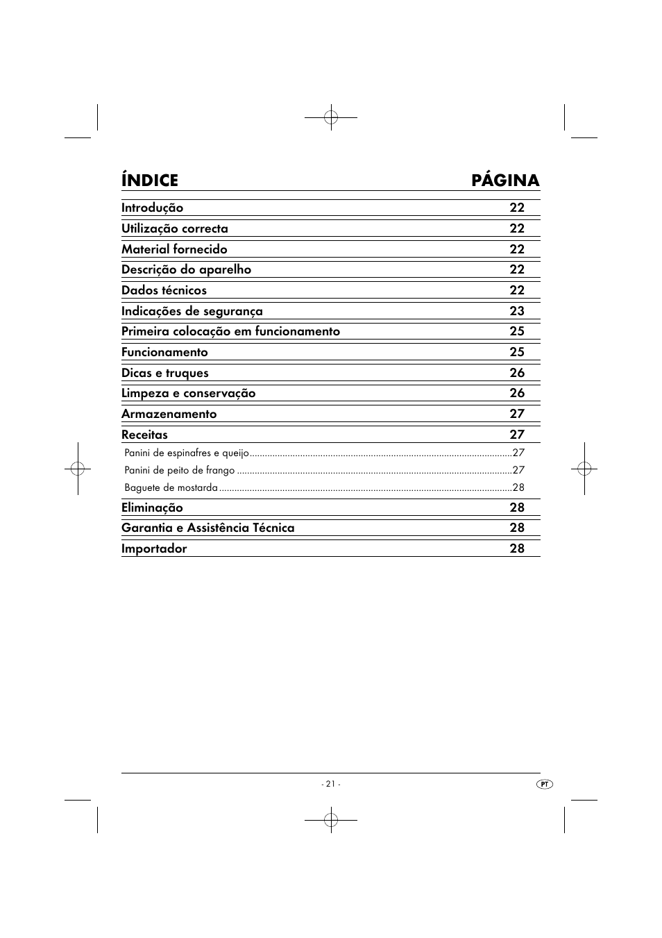 Índice página | Silvercrest SPM 2000 A2 User Manual | Page 24 / 51