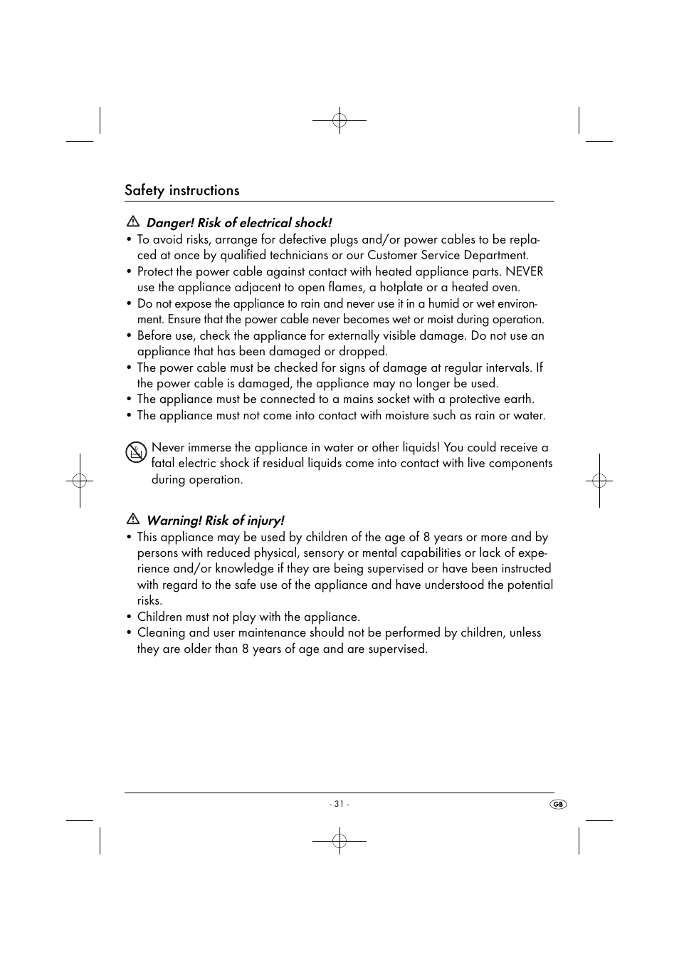Safety instructions | Silvercrest SPM 2000 A2 User Manual | Page 34 / 51