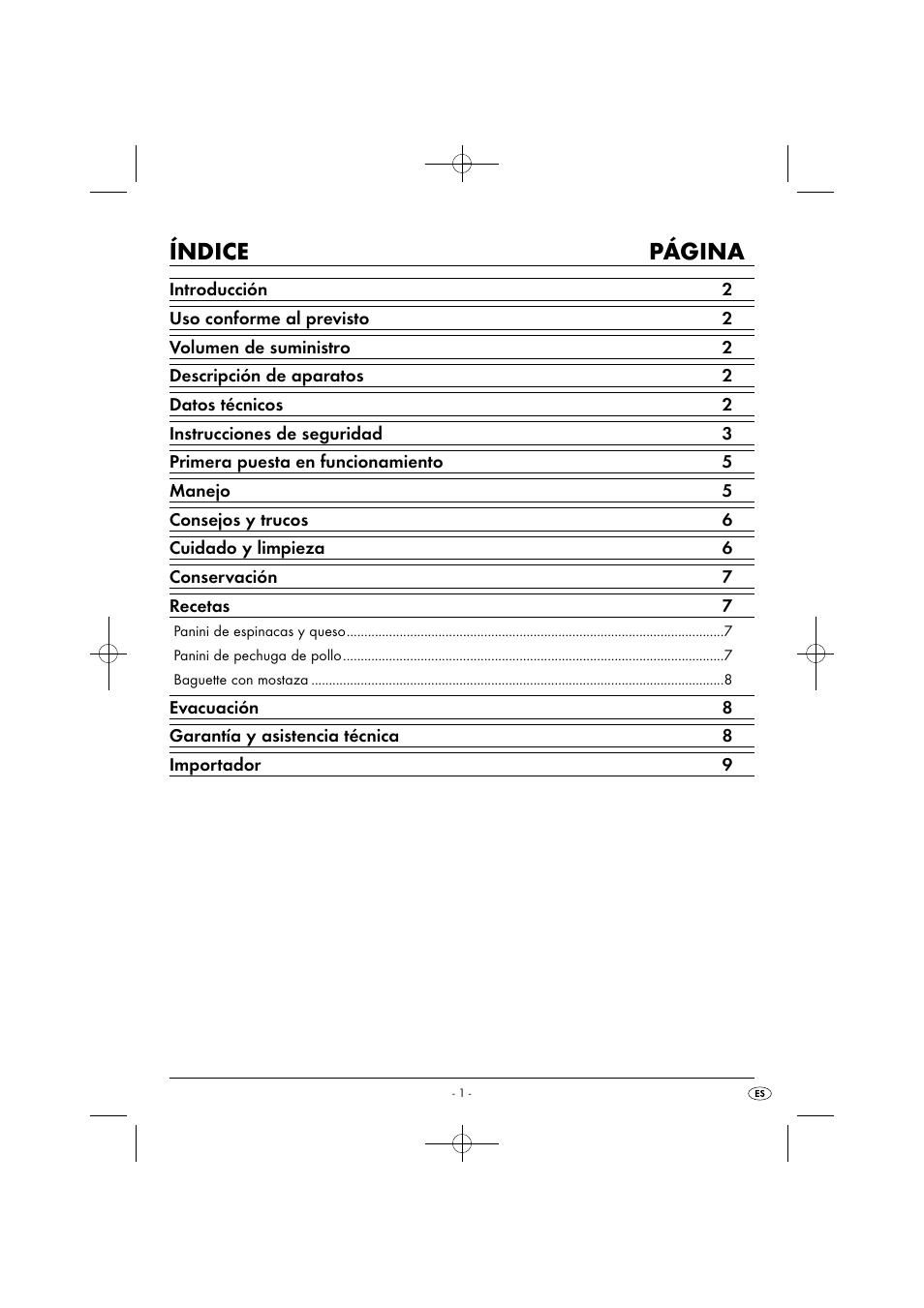 Índice página | Silvercrest SPM 2000 A2 User Manual | Page 4 / 51